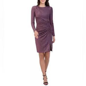 Eliza J Women's Metallic Ruched Sheath Dress Wine Sz 10 NWT
